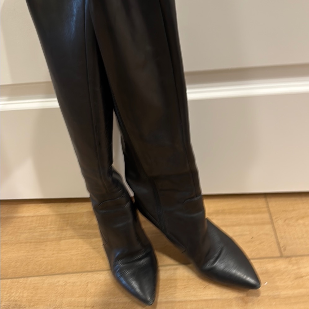 Via Spiga Black Leather Knee-High Boots